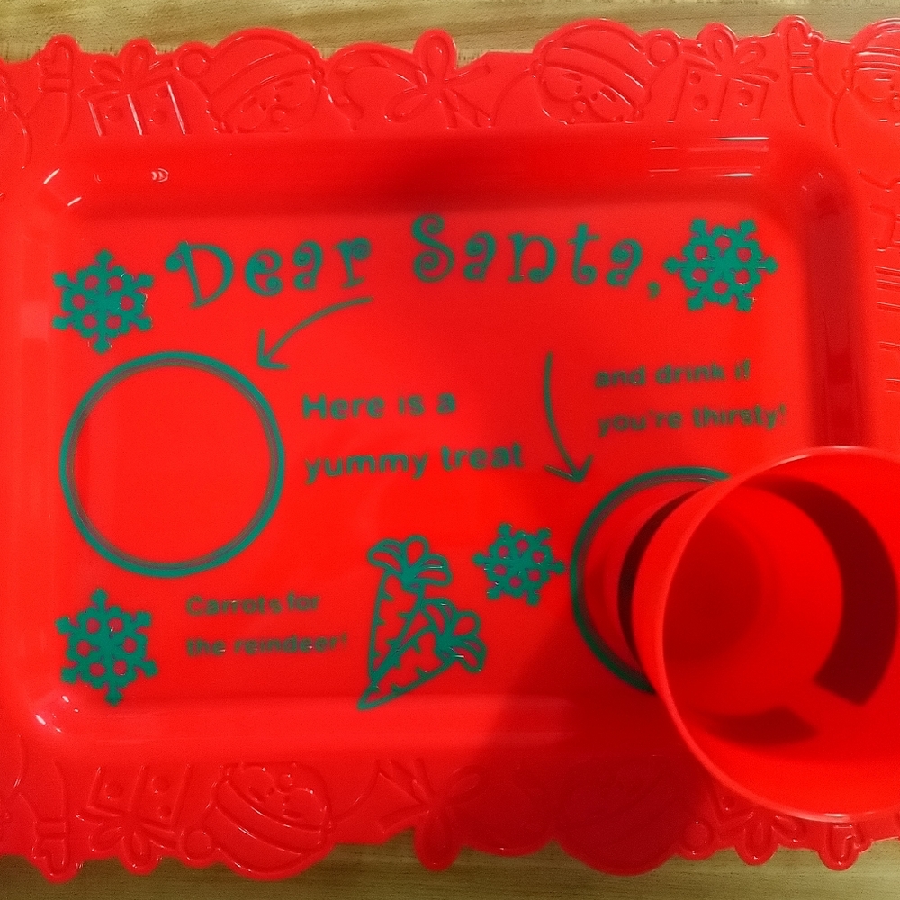 Santa's Tray for milk & cookies with Santa's cup